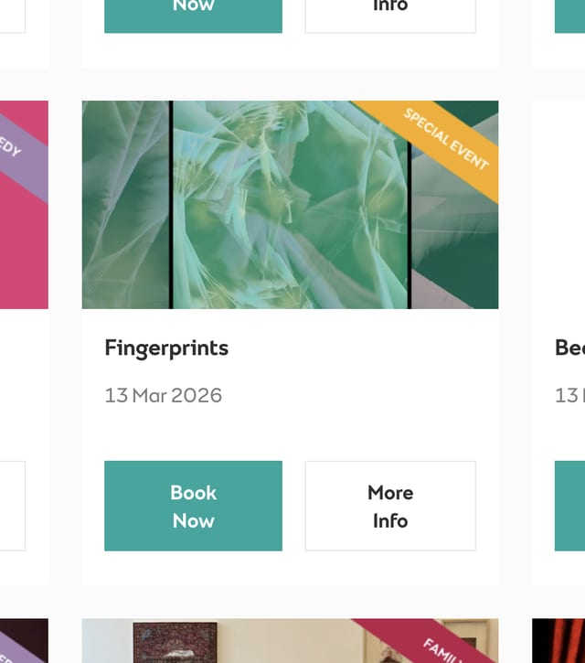 The MAC Belfast event listing for Fingerprints (13 March 2026).